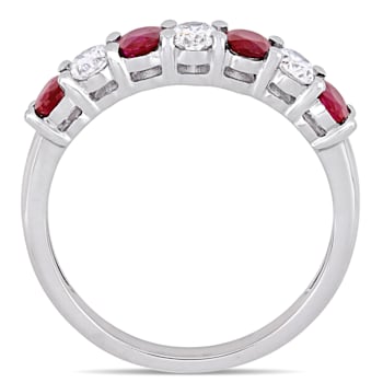 4/5 CT TGW Ruby and 1/2 CT TW Diamond Semi-Eternity Ring in 14K White Gold
