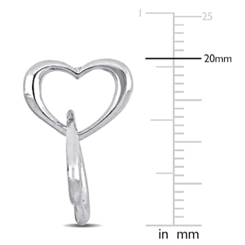 Double Heart Drop Earrings in Sterling Silver