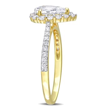 1 7/8 CT TGW Created White Sapphire Halo Teardrop Ring in Yellow Plated
Sterling Silver