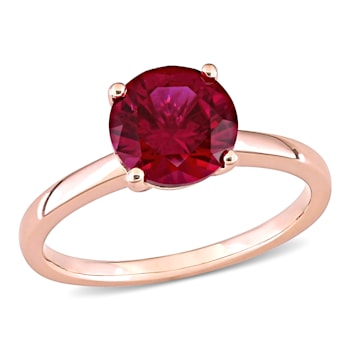 2 3/8 CT TGW Created Ruby Solitaire Ring in 10K Rose Gold
