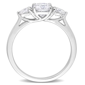 1 2/5 CT TGW Created Moissanite 3-Stone Ring in Sterling Silver