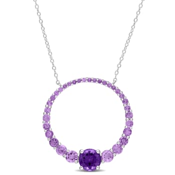 3 CT TGW African Amethyst Circle of Life Pendant with Chain in Sterling Silver
