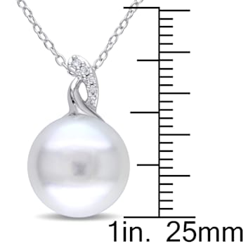 12-12.5MM Freshwater Cultured Pearl and Diamond Twist Pendant with Chain
in Sterling Silver