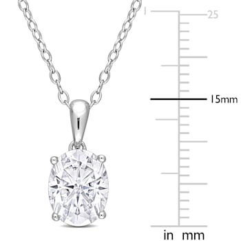 2 CT DEW Created Moissanite Solitaire Pendant with Chain in Sterling Silver