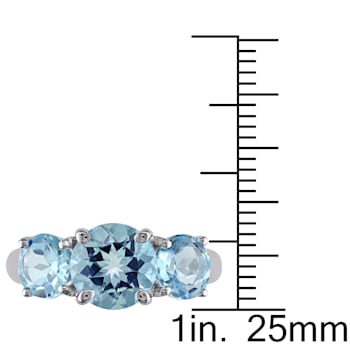 4 3/8 CT TGW Blue Topaz 3-Stone Ring in Sterling Silver