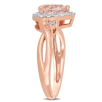1 2/5 CT TGW Morganite, Created Sapphire and Diamond Ring in 18K Rose
Gold Over Sterling Silver