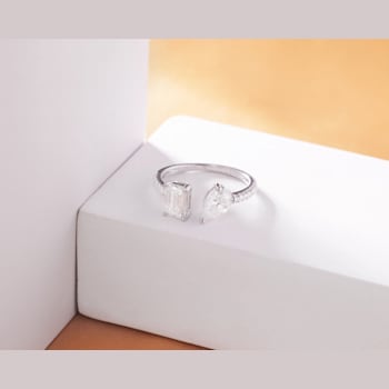 2 1/8 CT TGW Created Moissanite 2-Stone Ring in Sterling Silver