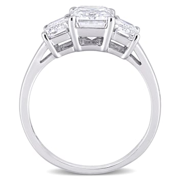 2-3/4 CT DEW Created Moissanite 3-Stone Engagement Ring in 10K White Gold