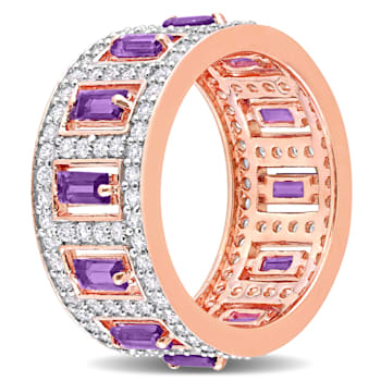 2 4/5 CT TGW African-Amethyst and Topaz Eternity Ring in Rose Plated
Sterling Silver
