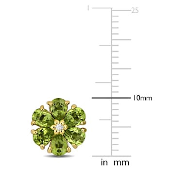 1 4/5 CT TGW Peridot and White Topaz Flower Stud Earrings in Yellow
Plated Sterling Silver