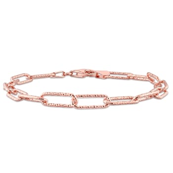 5MM Fancy Paperclip Chain Bracelet in 18K Rose Gold Over Sterling Silver