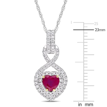 3/4 CT TGW Ruby and 1/3 CT TW Diamond Infinity Pendant with Chain in 14K
White Gold