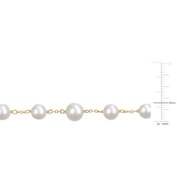 6.5-8.5 MM Freshwater Cultured Pearl Tin Cup Necklace in 18K Yellow Gold
Over Sterling Silver