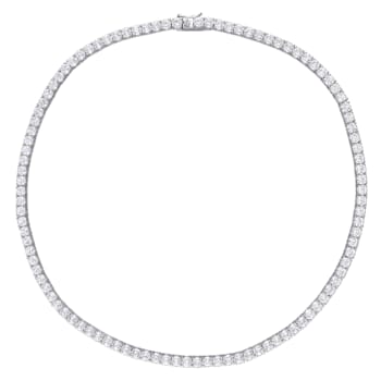 33 CT TGW Created White Sapphire Tennis Necklace in Sterling Silver