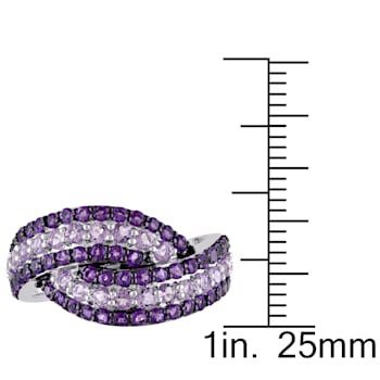 1 1/2 CT TGW Amethyst and Rose de France in Sterling Silver with Black Rhodium