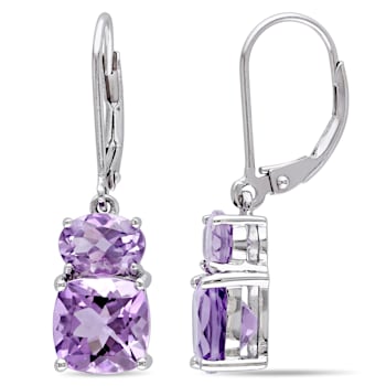5 CT TGW Amethyst and Rose De France Earrings in Sterling Silver