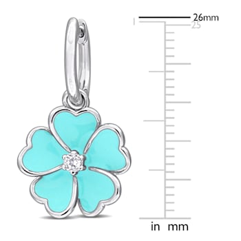 1/6 CT TGW White Topaz with Light Blue Enamel Flower Hoop Earrings in
Sterling Silver