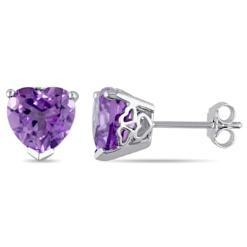 3-1/3ctw Amethyst Stud Earrings in Sterling Silver
