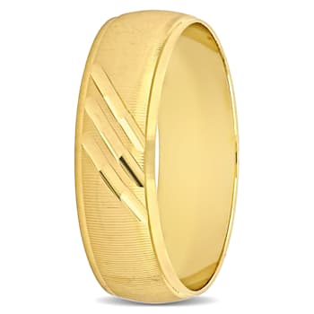Men's 6mm Polished Finish Comfort Fit Wedding Band in 10K Yellow Gold
