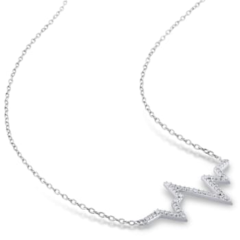 Diamond Heartbeat Necklace in Sterling Silver