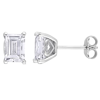 2 1/2 CT TGW Octagon White Topaz Stud Earrings in Sterling Silver