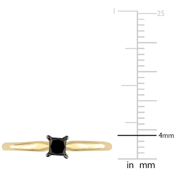 1/4 ct Black Diamond Solitaire Engagement Ring in 14K Yellow Gold