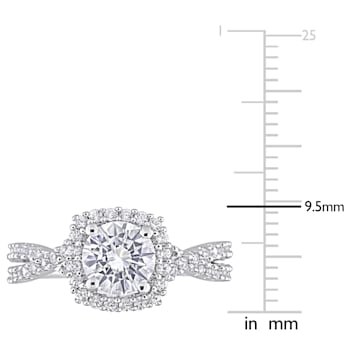2 1/8 CT TGW Created White Sapphire Halo Ring in Sterling Silver