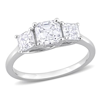 1 3/4 CT TGW Created Moissanite 3-Stone Ring in Sterling Silver