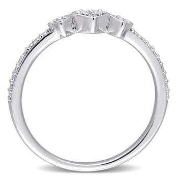 0.05 CT TW Diamond Accent 3-Heart Eternity Ring in Sterling Silver