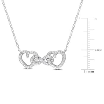 Diamond Accent Double Heart Infinity Pendant with Chain in Sterling Silver