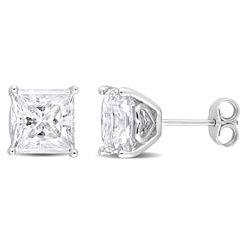 6 CT TGW Princess Cut Created Moissanite Stud Earrings in Sterling Silver