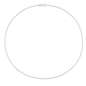 1.3MM White Beaded Chain Necklace in Rose Plated Sterling Silver