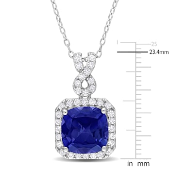 6 2/5 CT TGW Simulated Tanzanite and Created White Sapphire Pendant with
Chain in Sterling Silver