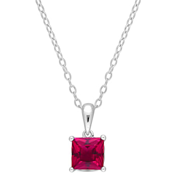 1 1/2 CT TGW Created Ruby Pendant with Chain in Sterling Silver