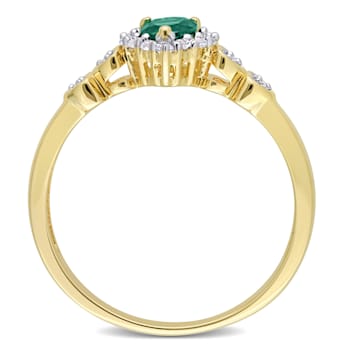 1/3 CTW Created Emerald and Created White Sapphire with Diamond in
Yellow Plated Sterling Silver