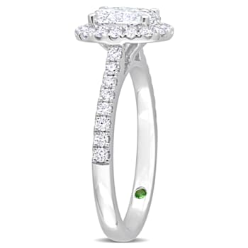 1 1/2 CT TGW Lab Grown Diamond with Tsavorite Accent Halo Engagement
Ring in 14K White Gold