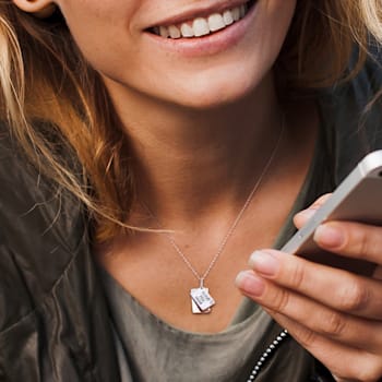Diamond Accent Letter Envelope "I Love You" Pendant with Chain
in 18K Rose Gold Over Sterling Silver
