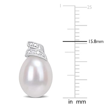 6.5-7 MM Freshwater Cultured Pearl and Diamond Accent Swirl Stud
Earrings in Sterling Silver