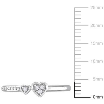 Diamond Accent Double Heart Promise Ring in Sterling Silver
