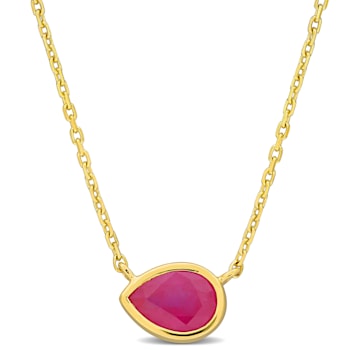 3/4 CT TGW Ruby Necklace in 10K Yellow Gold