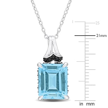7 3/4 CT TGW Sky Blue Topaz and Black Sapphire Pendant with Chain in
Sterling Silver