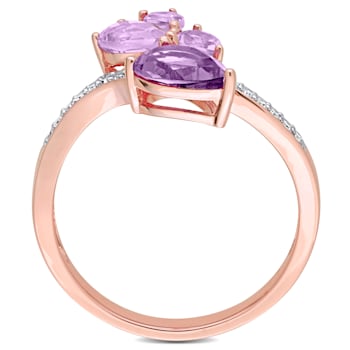 1 3/5 CT TGW Amethyst, Rose de France and 1/10 CT TW Diamond Toi et Moi
Ring in 14K Rose Gold