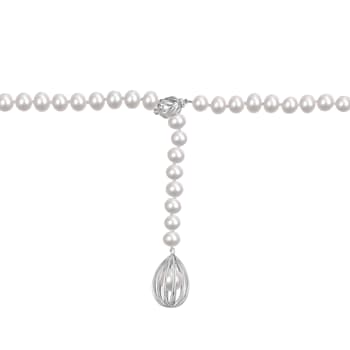 7-7.5 MM Freshwater Cultured Pearl Drop Necklace in Sterling Silver