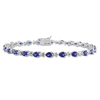 5 1/3 CT TGW Created Blue Sapphire X Link Bracelet in Sterling Silver