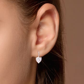 4 CT DEW Created Moissanite Heart Leverback Earrings in Sterling Silver
