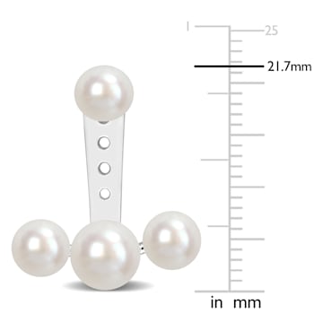 5-6.5MM Freshwater Cultured Pearl Dangle Earrings in 10K White Gold