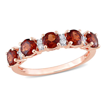 1 3/5 CTW Garnet and White Topaz Semi-Eternity Ring in Rose Plated
Sterling Silver