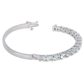 6 1/3 CT TGW Aquamarine Bangle in Sterling Silver