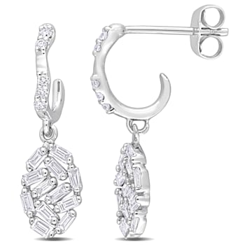 3/5 CT TW Diamond Dangling Earrings in 14K White Gold