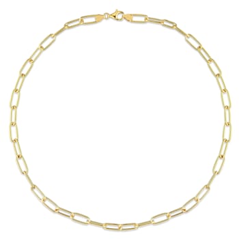 6MM Polished Paperclip Chain Necklace in Yellow Plated Sterling Silver